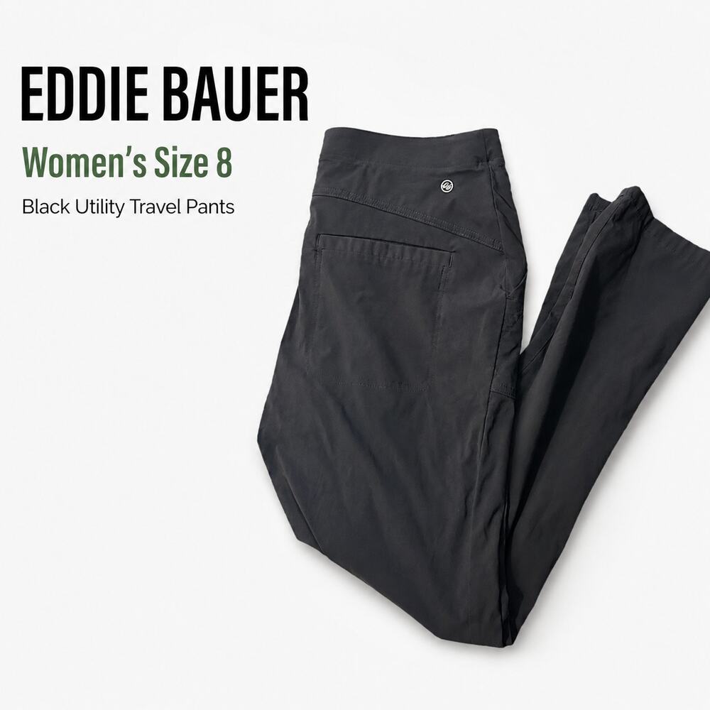 Eddie Bauer Women’s Size 8 Black Utility Travel Hiking Pants Lightweight Outdoor